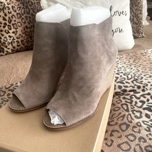 Lucky Brand Jezza Suede Open Toe Boot/Wedge Brand new with box.